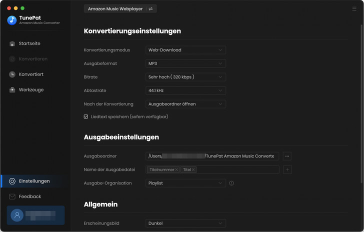 Ausgabeformat wählen