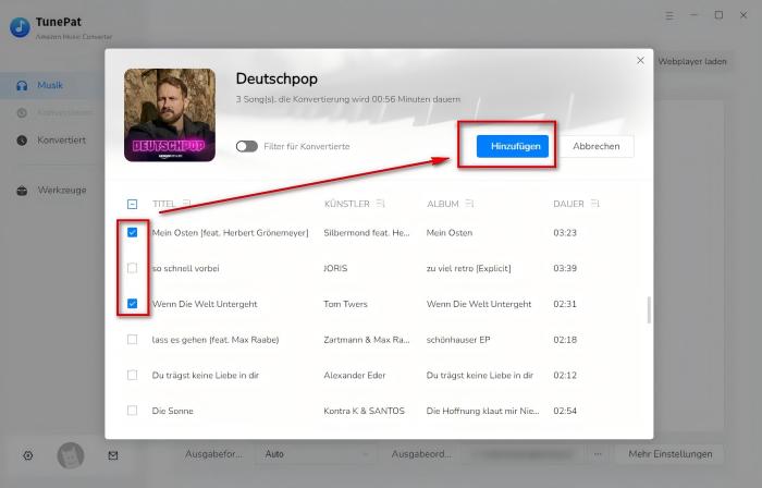 Amazon music playlist Hinzufügen