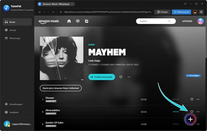 Musik von Amazon Music hinzufügen - Schritt 1