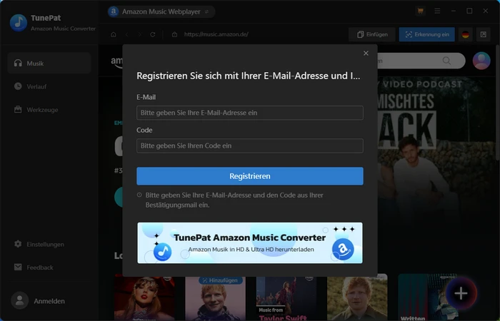 Registieren bei Amazon Music Converter