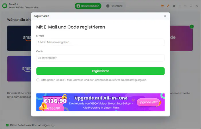 TunePat Amazon Video Downloader registrieren