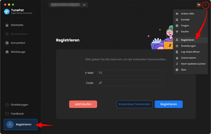 TunePat Apple Music Converter für Mac registrieren
