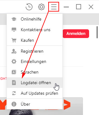 die Logdatei finden