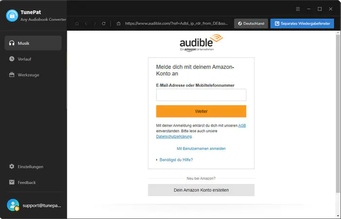 Audible-Konto anmelden