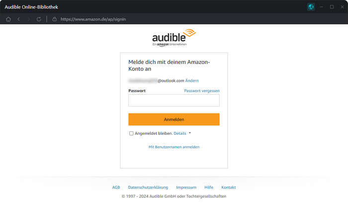 Sich bei Audible anmelden