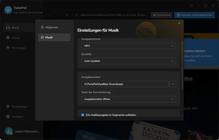 Ausgabeeinstellungen anpassen