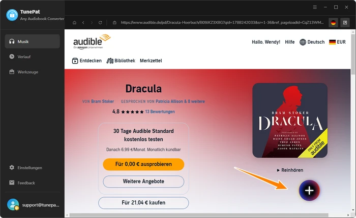 Hörbuch von Audible hinzufügen - Schritt 1
