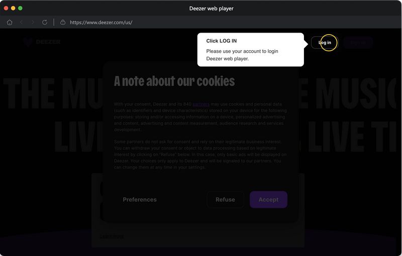 sich der Deezer Webplayer öffnen