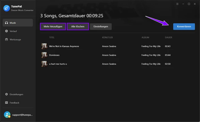 Mehr hinzufügen bei TunePat Deezer Music Converter