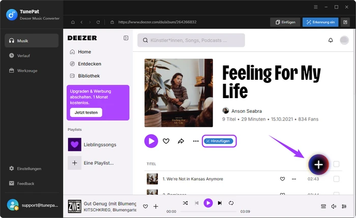Musik von Deezer Music hinzufügen - Schritt 1