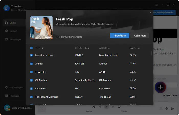 Deezer-Playlist hinzufügen