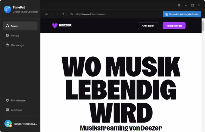 Deezer-Konto anmelden