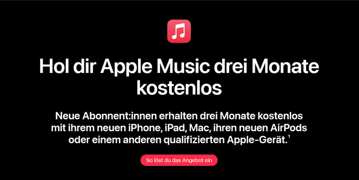 3 Monate Apple Music gratis bei Kauf neues Apple-Produkts