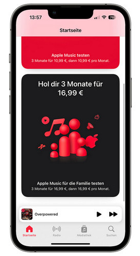 3 Monate kostenloses Familienabo von Apple Music anzeigen