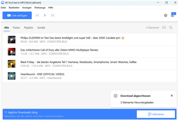 4K YouTube to MP3 YouTube Playlist Downloader