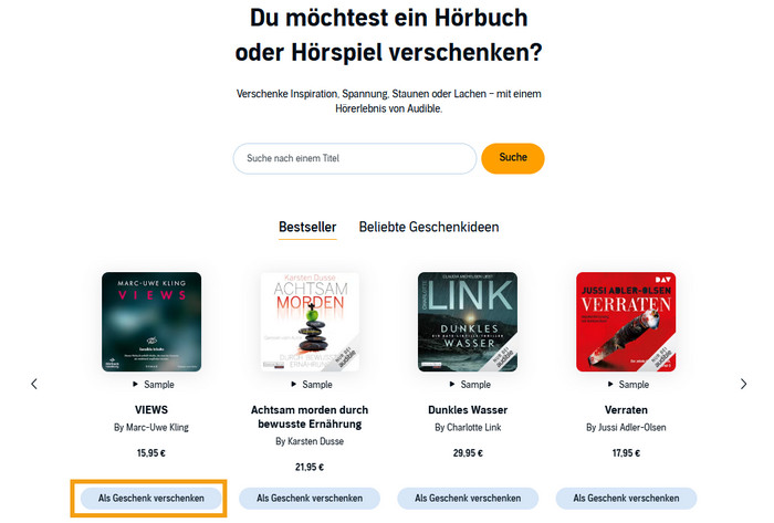 Audible Hörbücher als Geschenk bekommen