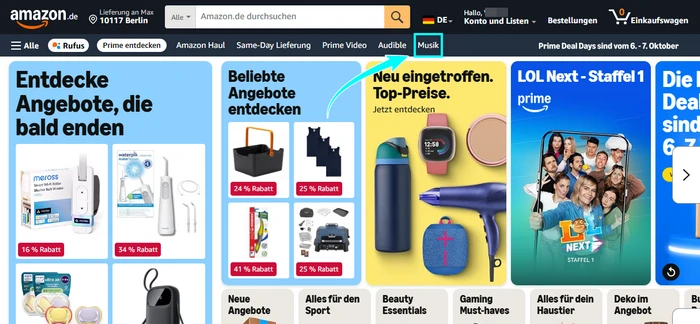 Musik bei Amazon gehen