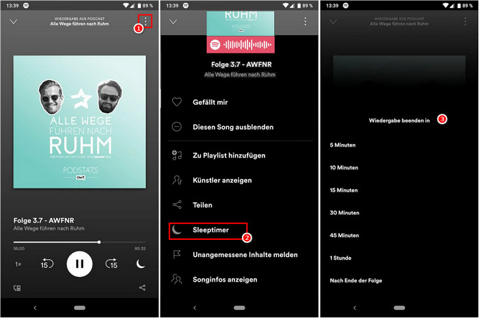 Sleep-Timer mit Spotify-App einstellen