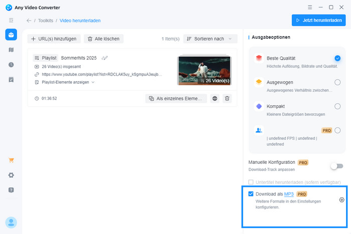 Any Video Converter YouTube Playlist Downloader