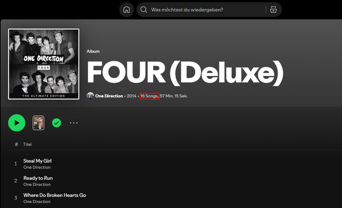 Die Anzahl von Spotify-Playlist