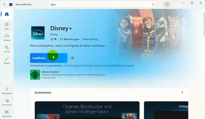 Disney+ App herunterladen und installieren