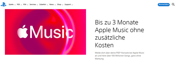 Apple Music auf PS5 3 Monate kostenlos testen