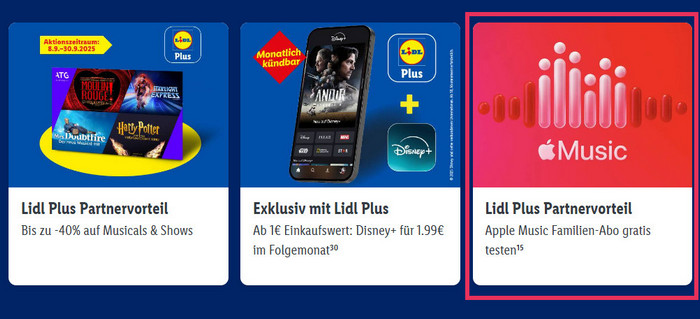 LIDL PLUS APP Aktion 3 Monate Apple Music Family kostenlos