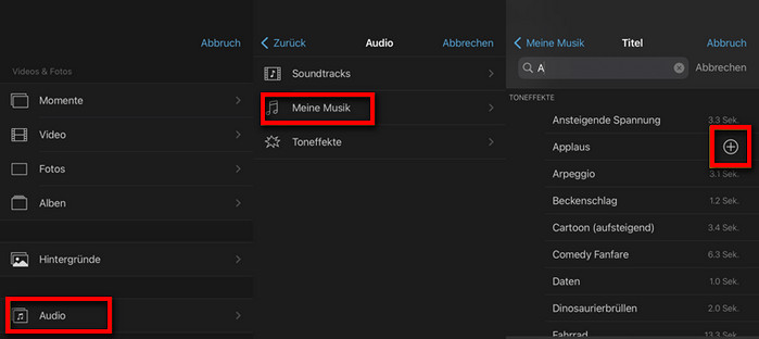 Apple Music auf dem iOS-Gerät zu iMovie hinzufügen
