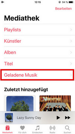 Speicherort von Apple Music auf iPhone