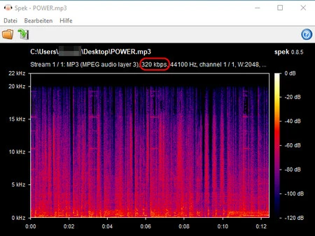 Spektrumanalyse der Audiodatei von Audacity