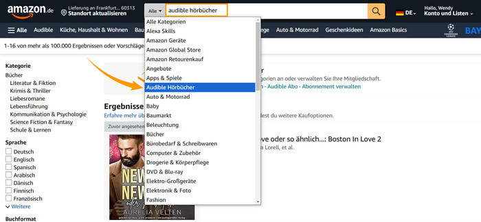 Audible Hörbücher auf Amazon suchen
