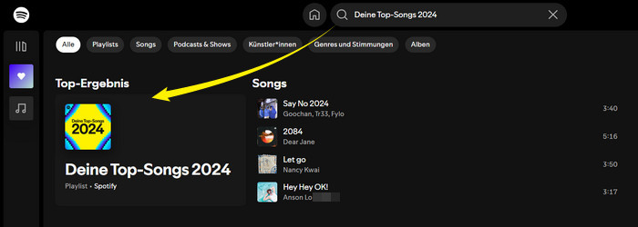 Deine Top-Songs 2024 eingeben