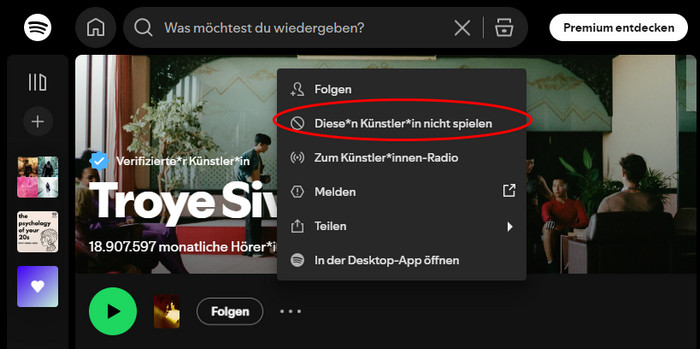 Diese(n) Künstler*in wieder spielen aktivieren auf Computer