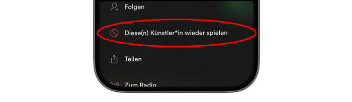 Diese(n) Künstler*in wieder spielen aktivieren auf Spotify App