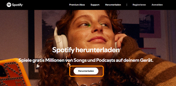 Download-Seite von Spotify