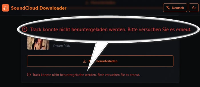 Fehlermeldungen bei Online-Downloader