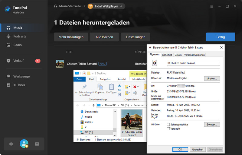 Die fertigen FLAC-Dateien