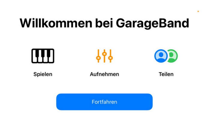 GarageBand-App fortfahren