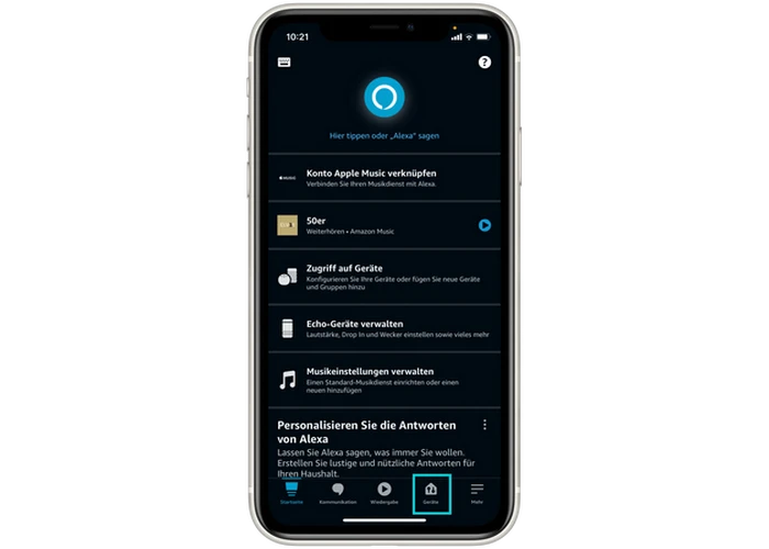 Geräte in der Alexa-App