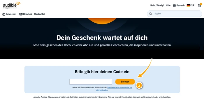 Audible Geschenkabo-Seite besuchen