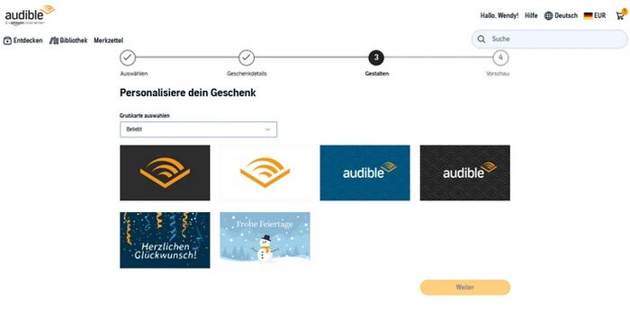 Grußkarte auswählen