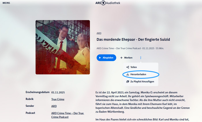 Herunterladen von Podcasts auf ARD