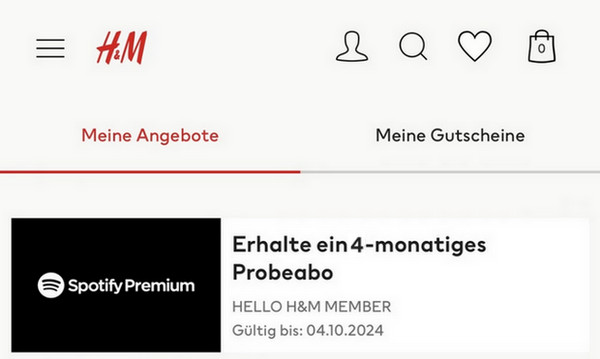 Spotify Premium Code bei HM