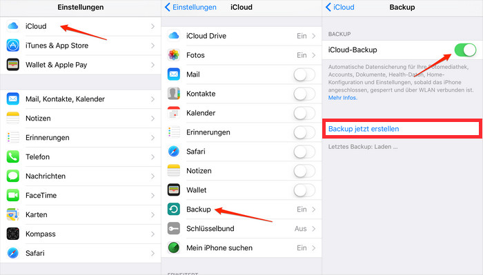 Die Musikdateien in iCloud speichern.