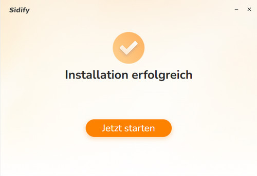 Installation erfolgreich Sidify