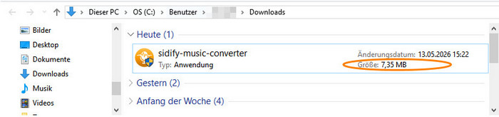 Installationsdatei von Sidify Spotify Music Converter 