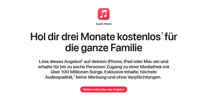 Kostenlose 3 Monate Apple Music über das Familienabo