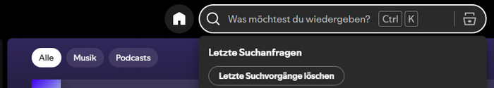 Letzte Suchverläufe von Spotify im Spotify Webplayer löschen
