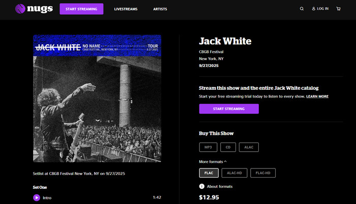 Live-Musik als FLAC auf Nugs.net kaufen