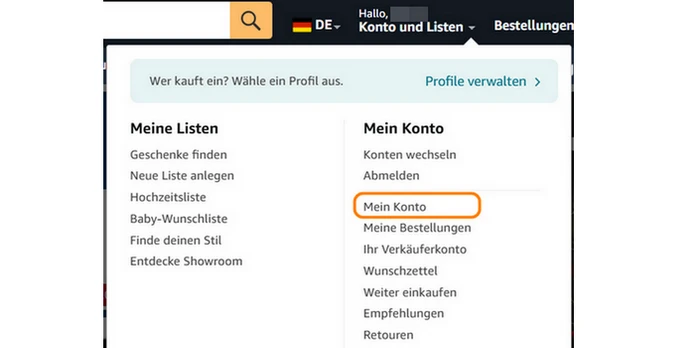 Mein Konto bei Amazon